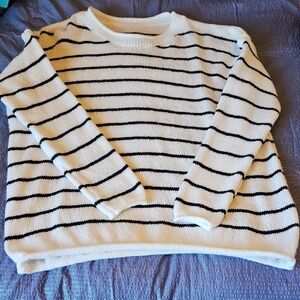 SHEIN Black and White Striped Sweater